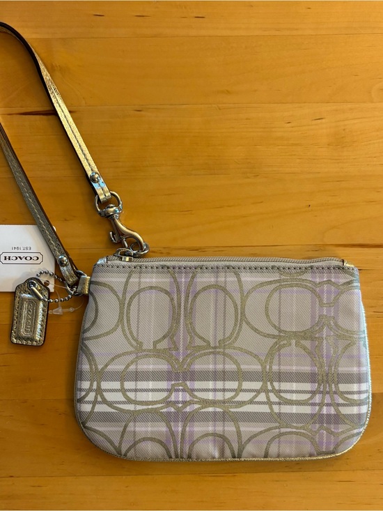Coach Handbags - Coach Poppy Plaid Signature C Wristlet NWT Gold Lilac Y2K